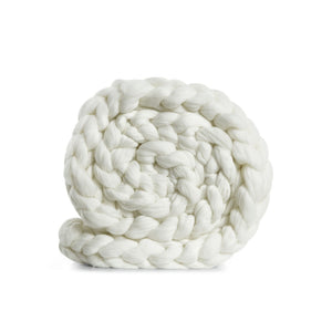 HomeRoots 50" Cream Knitted Throw Blanket - Soft Polyester for Cozy Lounging, Stylish Layering & Unique Gifts 531283