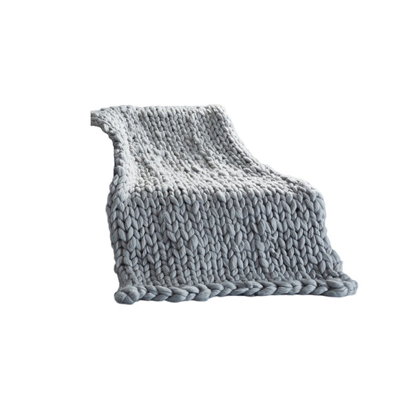 HomeRoots 60" Cozy Knitted Polyester Throw Blanket - Soft, Stylish Accent for Home Decor and Year-Round Comfort Light Grey 531284