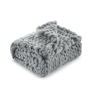 HomeRoots 60" Cozy Knitted Polyester Throw Blanket - Soft, Stylish Accent for Home Decor and Year-Round Comfort Light Grey 531284