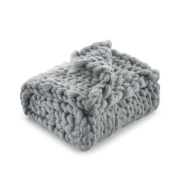 HomeRoots 60" Cozy Knitted Polyester Throw Blanket - Soft, Stylish Accent for Home Decor and Year-Round Comfort Light Grey 531284