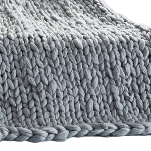 HomeRoots 60" Cozy Knitted Polyester Throw Blanket - Soft, Stylish Accent for Home Decor and Year-Round Comfort Light Grey 531284