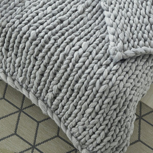 HomeRoots 60" Cozy Knitted Polyester Throw Blanket - Soft, Stylish Accent for Home Decor and Year-Round Comfort Light Grey 531284