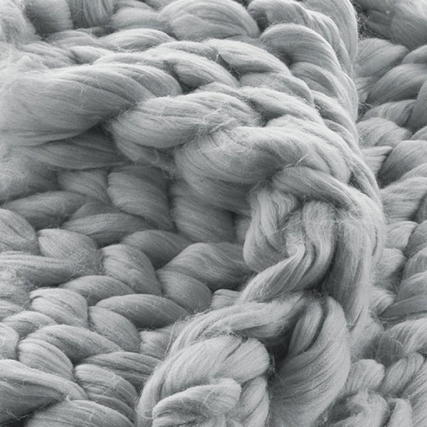 HomeRoots 60" Cozy Knitted Polyester Throw Blanket - Soft, Stylish Accent for Home Decor and Year-Round Comfort Light Grey 531285