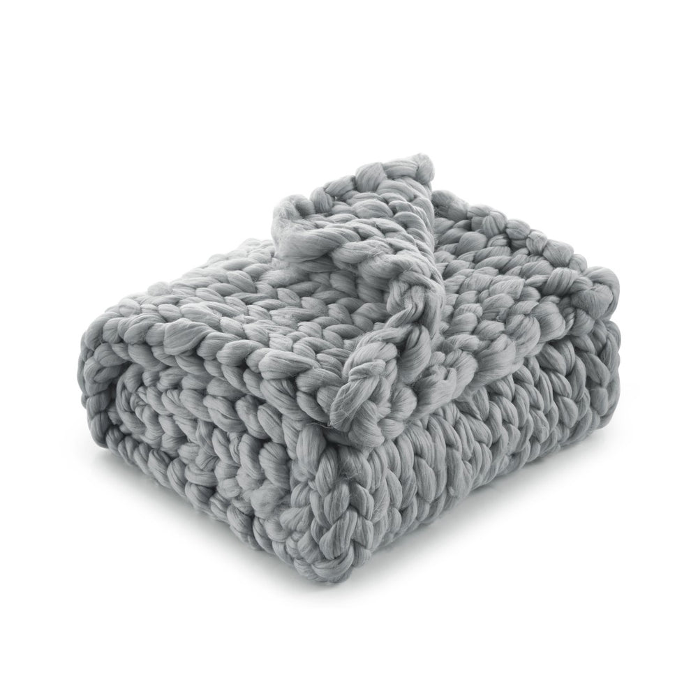 HomeRoots 60" Cozy Knitted Polyester Throw Blanket - Soft, Stylish Accent for Home Decor and Year-Round Comfort Light Grey 531285