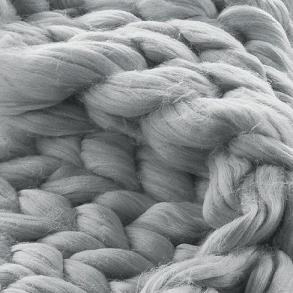 HomeRoots 60" Cozy Knitted Polyester Throw Blanket - Soft, Stylish Accent for Home Decor and Year-Round Comfort Light Grey 531285