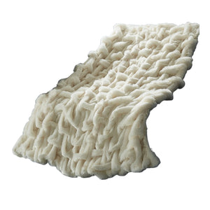 Homeroots 50" Cozy Plush Faux Fur Reversible Throw Blanket For Ultimate Comfort On Chilly Nights Cream White Faux Fur 531287