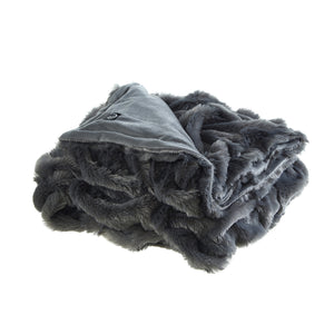 Homeroots 50" Cozy Plush Faux Fur Reversible Throw Blanket For Ultimate Comfort On Chilly Nights Grey Polyester 531288
