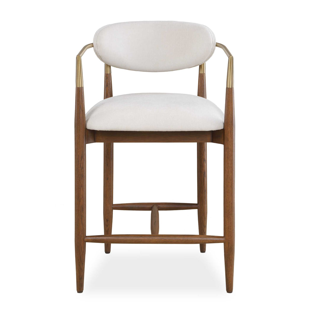Uttermost Uttermost Moxie Velvet Counter Stool Oak Frame Brushed Brass Arms Modern Kitchen 53128