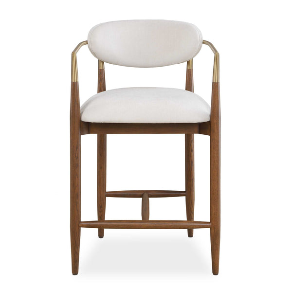 Uttermost Uttermost Moxie Velvet Counter Stool Oak Frame Brushed Brass Arms Modern Kitchen 53128