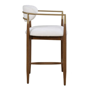 Uttermost Moxie Velvet Counter Stool Oak Frame Brushed Brass Arms Modern Kitchen