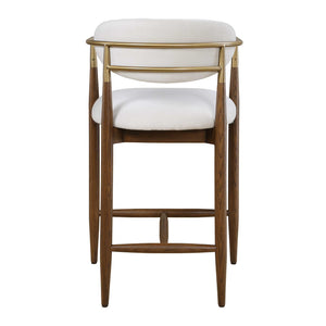 Uttermost Moxie Velvet Counter Stool Oak Frame Brushed Brass Arms Modern Kitchen