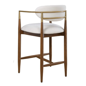 Uttermost Moxie Velvet Counter Stool Oak Frame Brushed Brass Arms Modern Kitchen