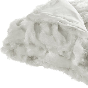 Homeroots 50" Cozy Plush Faux Fur Reversible Throw Blanket For Ultimate Comfort On Chilly Nights White Polyester 531290