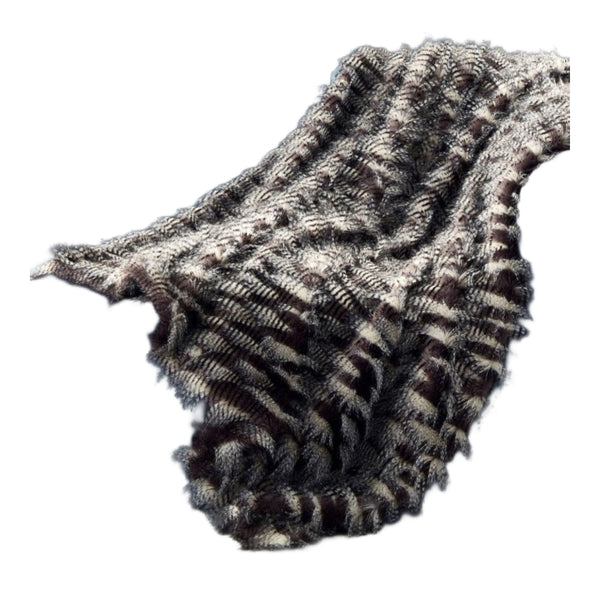 Homeroots 60" X 50" Dark Slate Gray Knitted Acrylic Animal Print Plush Throw Blanket  Acrylic 531298