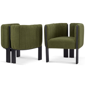 English Elm Christopher Knight Home® - Dining Chairs Set of 2 | Modern Bouclé Upholstered Seating with Rubberwood Frame, Durable 225lb Capacity Black,Olive Green N779P341494G