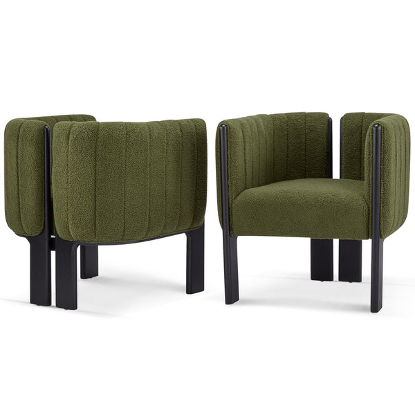 English Elm Christopher Knight Home® - Dining Chairs Set of 2 | Modern Bouclé Upholstered Seating with Rubberwood Frame, Durable 225lb Capacity Black,Olive Green N779P341494G