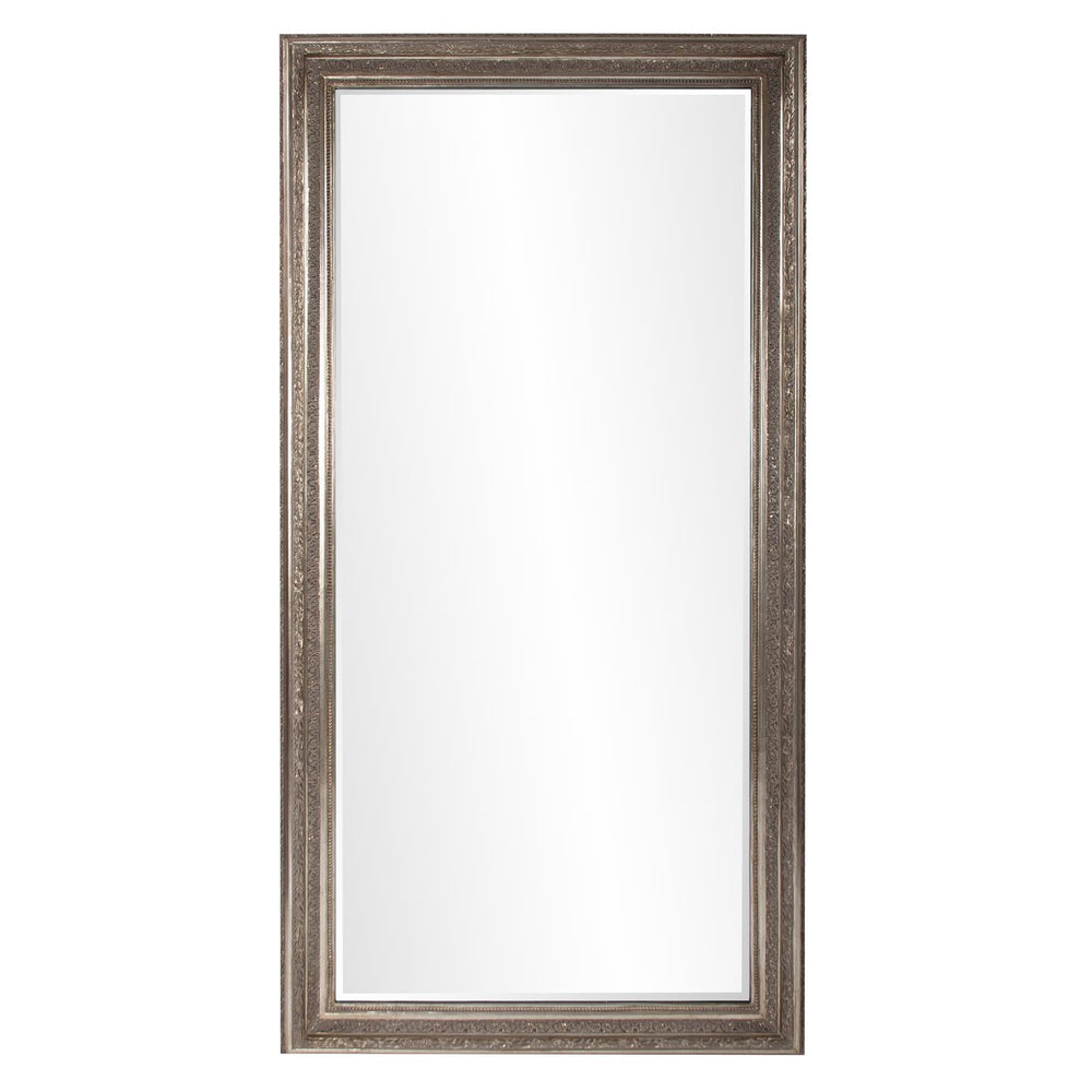 Howard Elliott Nancy Floor Mirror - Oversized Rectangular Design With Intricate Detailing For Elegant Home Décor Silver Wood 53130-howard-elliott