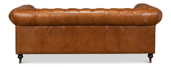 Sarreid Tufted Cuba Brown Leather Club Sofa – Stylish Design With Dark Hardwood Frame For Timeless Elegance Brown  53130