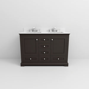 English Elm Espresso Double Bath Vanity 48" W x 22" D with Cultured Marble Top, Faucet Set, Soft-Close Storage B2731P258342
