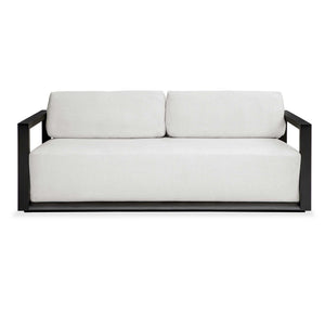 Uttermost Uttermost Remsen Sculptural Outdoor Sofa with Weather-resistant Cushions for Patio Lounging Black 81" W x 32.5" H x 37" D 53134