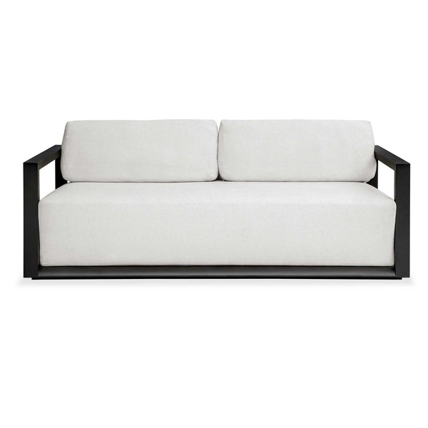 Uttermost Uttermost Remsen Sculptural Outdoor Sofa with Weather-resistant Cushions for Patio Lounging Black 81" W x 32.5" H x 37" D 53134
