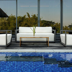Uttermost Remsen Sculptural Outdoor Sofa with Weather-resistant Cushions for Patio Lounging