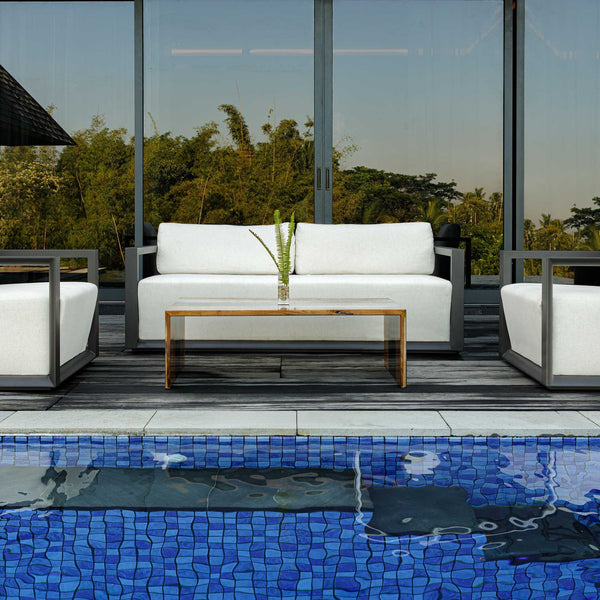 Uttermost Remsen Sculptural Outdoor Sofa with Weather-resistant Cushions for Patio Lounging
