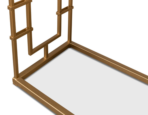 Sarreid Brass Gate Console Table - Elegant Italian Marble With Grey Veins And Luxurious Gold Finish Design White  53134