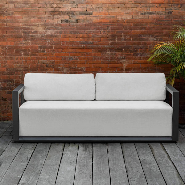 Uttermost Remsen Sculptural Outdoor Sofa with Weather-resistant Cushions for Patio Lounging