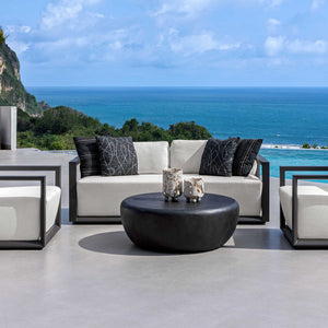 Uttermost Remsen Sculptural Outdoor Sofa with Weather-resistant Cushions for Patio Lounging