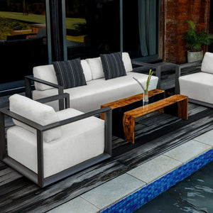 Uttermost Remsen Sculptural Outdoor Sofa with Weather-resistant Cushions for Patio Lounging