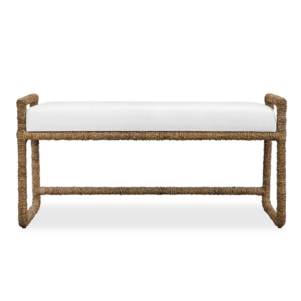 Uttermost Uttermost Araiza Coastal Modern Bench with Banana Fiber Frame and White Performance Fabric 53135