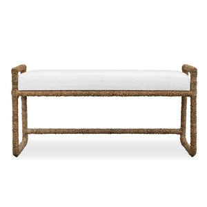 Uttermost Uttermost Araiza Coastal Modern Bench with Banana Fiber Frame and White Performance Fabric 53135