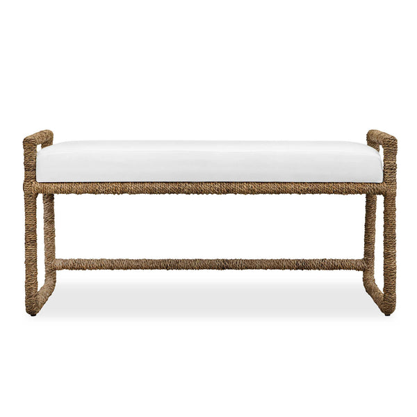 Uttermost Uttermost Araiza Coastal Modern Bench with Banana Fiber Frame and White Performance Fabric 53135
