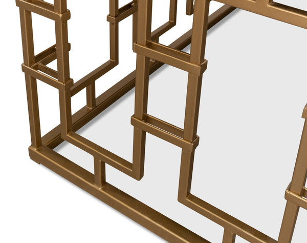 Sarreid Brass Gate Cocktail Table With Elegant White Italian Marble Top And Stylish Brass-gold Finish Base White  53135