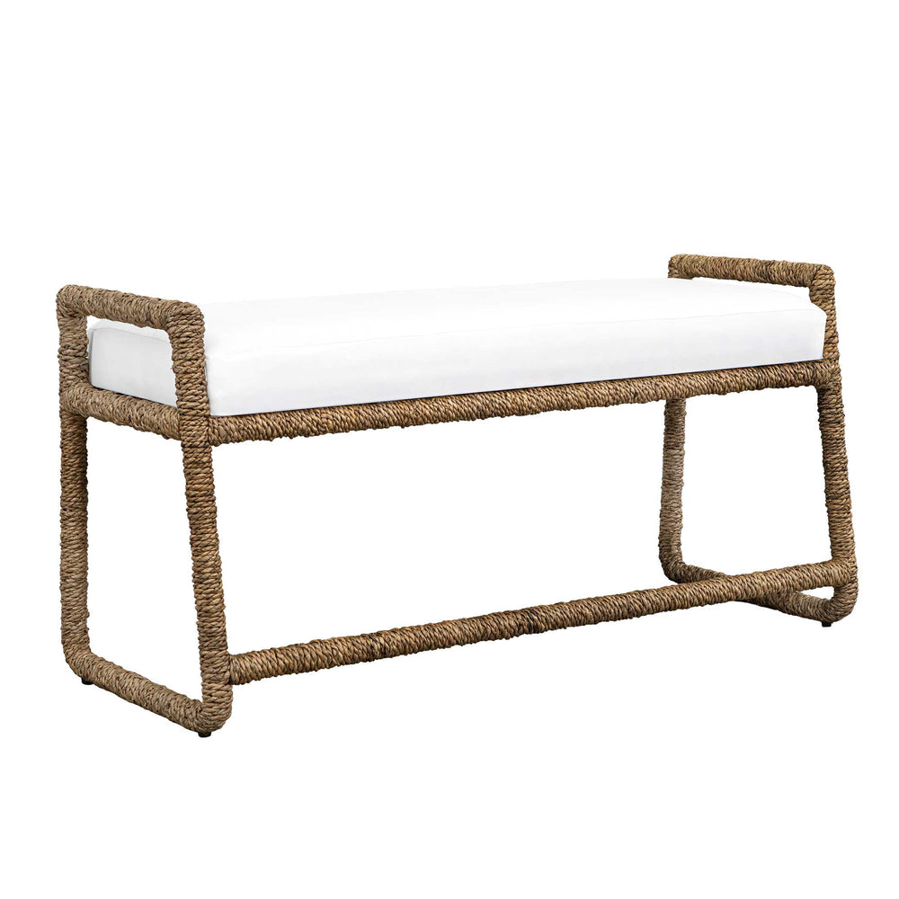 Uttermost Uttermost Araiza Coastal Modern Bench with Banana Fiber Frame and White Performance Fabric 53135