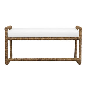 Uttermost Araiza Coastal Modern Bench with Banana Fiber Frame and White Performance Fabric