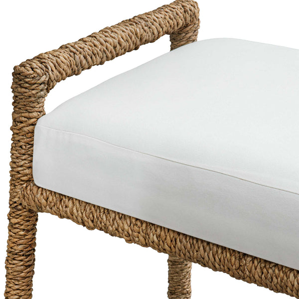 Uttermost Araiza Coastal Modern Bench with Banana Fiber Frame and White Performance Fabric