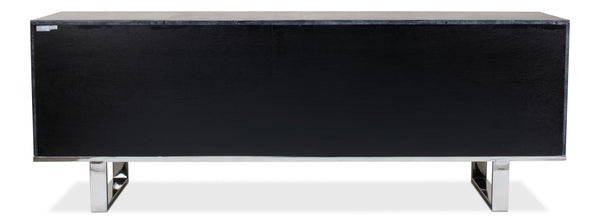 Sarreid Bronzini Credenza - Stylish Embossed Blue And Grey Leather Design With Sturdy Iron Base For Elegance Grey  53136