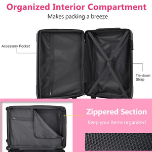 English Elm Hardshell Abs Checked Suitcase with 360 Spinner Wheels Expandable Tsa Lock 28 Inch Pink N730P296747P