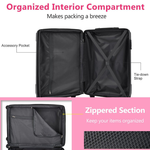 English Elm Hardshell Abs Checked Suitcase with 360 Spinner Wheels Expandable Tsa Lock 28 Inch Pink N730P296747P