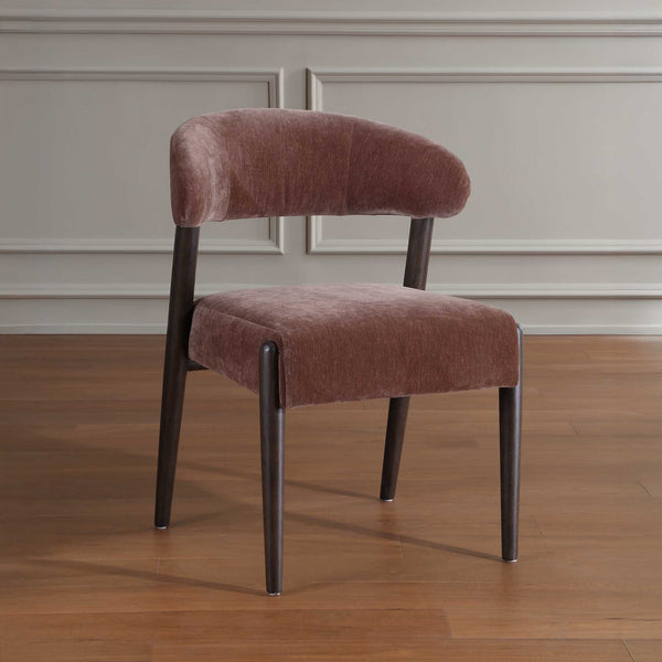 Uttermost Avera Velvet Dining Chair Espresso Frame Mid-century Tapered Legs Padded Seat