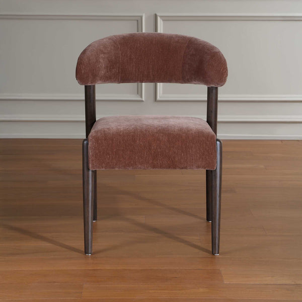 Uttermost Avera Velvet Dining Chair Espresso Frame Mid-century Tapered Legs Padded Seat