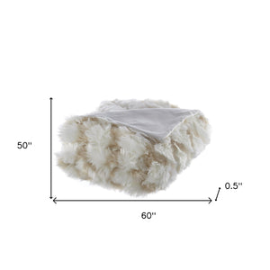 Homeroots 60" X 50" Beige Knitted Acrylic Geometric Throw Blanket Beige Acrylic 531384