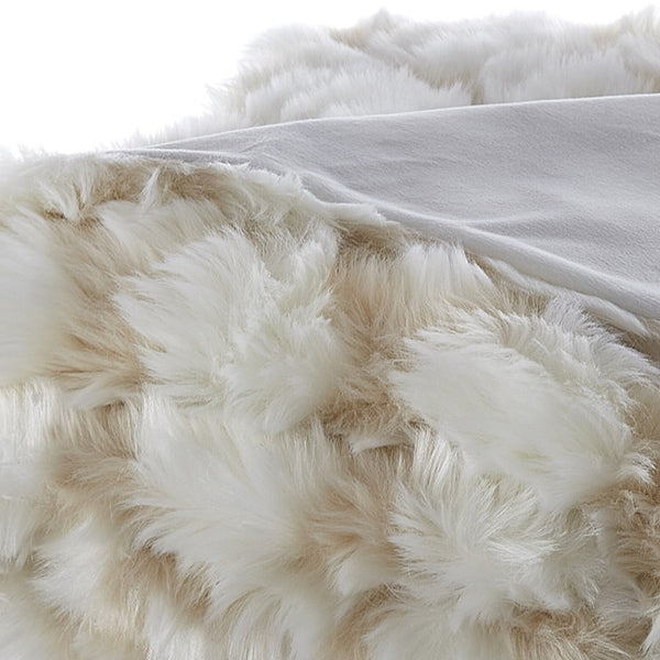 Homeroots 60" X 50" Beige Knitted Acrylic Geometric Throw Blanket Beige Acrylic 531384