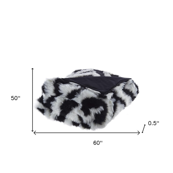 Homeroots 60" X 50" Black Knitted Acrylic Geometric Throw Blanket Black Acrylic 531385