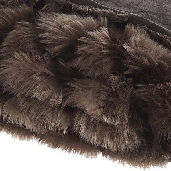 Homeroots 60" X 50" Brown Knitted Acrylic Geometric Throw Blanket Brown Acrylic 531386