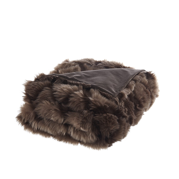 Homeroots 60" X 50" Brown Knitted Acrylic Geometric Throw Blanket Brown Acrylic 531386