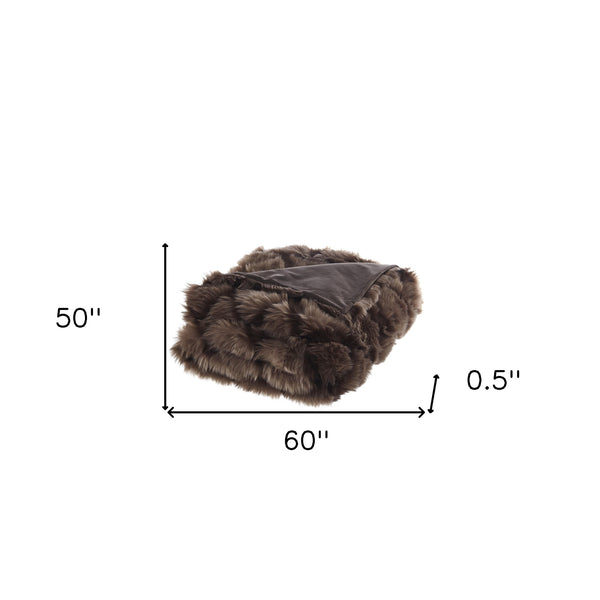 Homeroots 60" X 50" Brown Knitted Acrylic Geometric Throw Blanket Brown Acrylic 531386