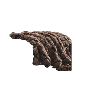 Homeroots 60" X 50" Brown Knitted Acrylic Geometric Throw Blanket Brown Acrylic 531386